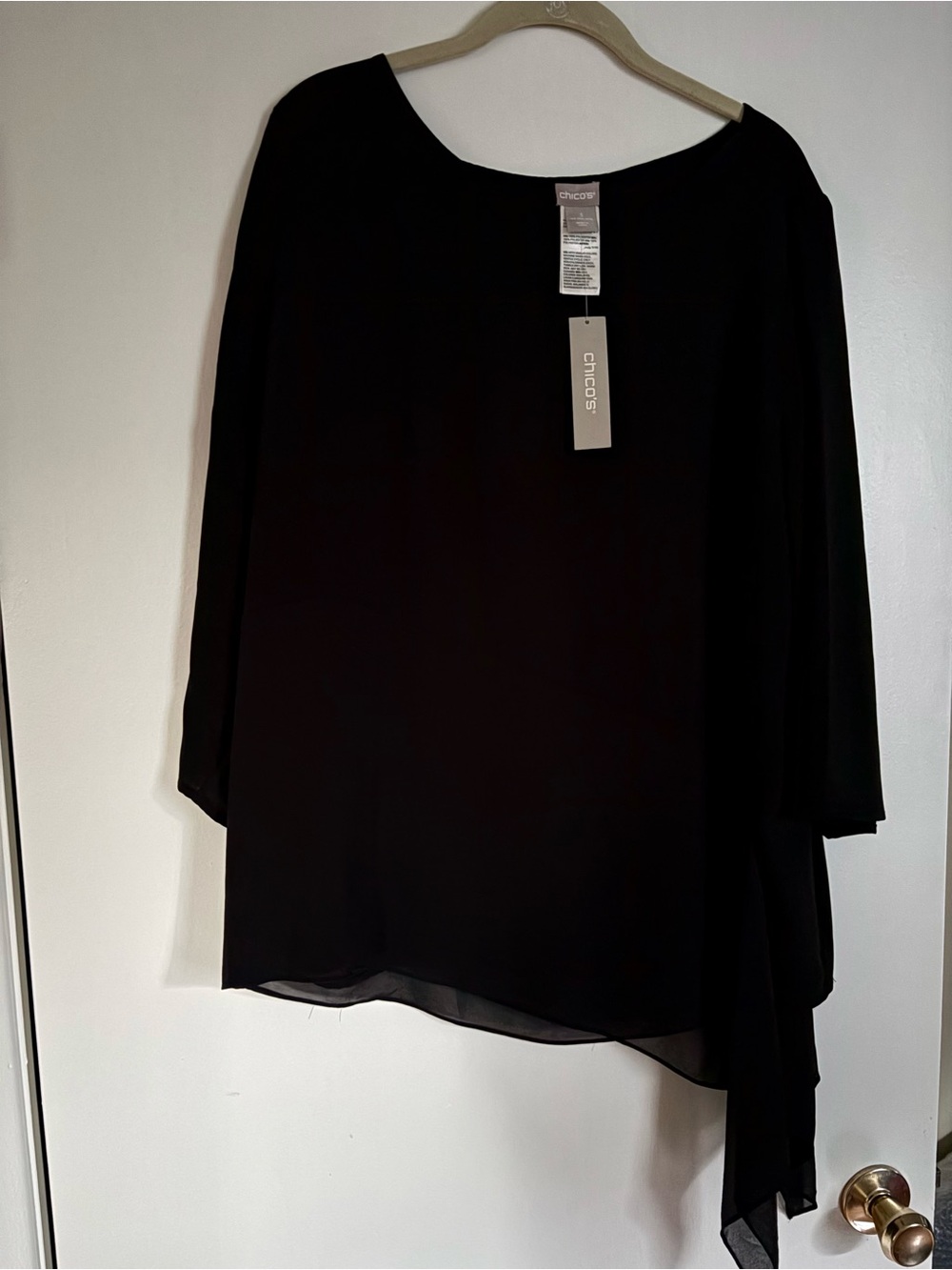 Chico's Black Asymmetric Tunic Top